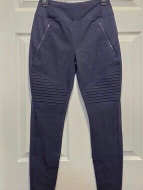 Athleta Navy Moto-Style Joggers with Zipper Pockets